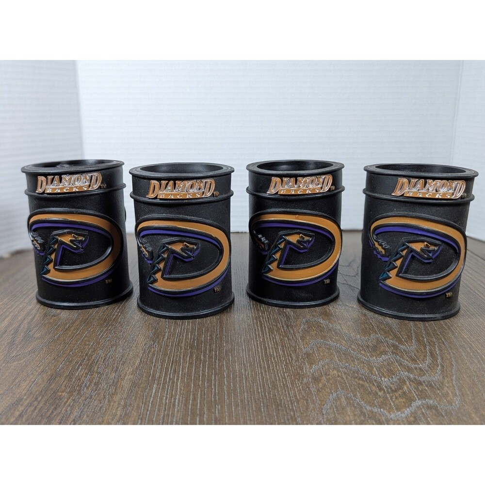 RARE VTG MLB Arizona Diamondbacks Koozies Can Holders Black 3D Design LOT OF 4